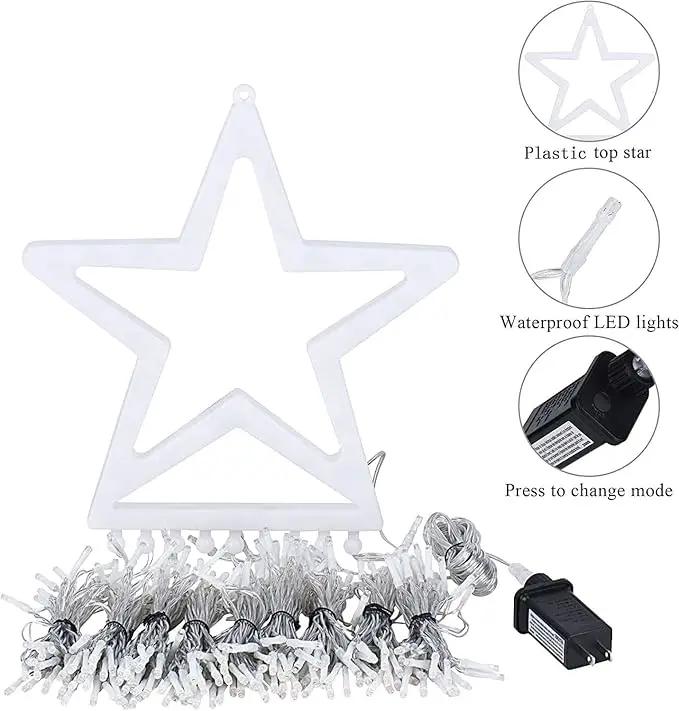 Christmas Decorations Star String Lights, 320 LED Waterfall Tree Lights with 13" Topper Star 8 Lighting Modes Indoor Outdoor Decorative for New Year, Holiday, Wedding, Party by GreenHaven Gardens