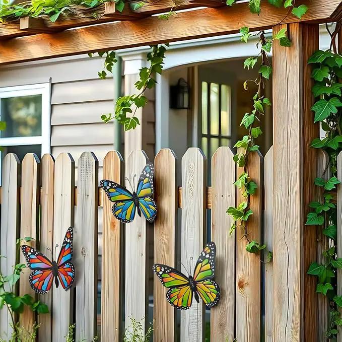 EOORAU 3D Metal Butterfly Wall Decor, Double-sided Pattern Metal Butterflies Wall Hanging Sculpture Decor for Outdoor Fence Patio Yard Garden Tree Decorations, Housewarming Gift by GreenHaven Gardens