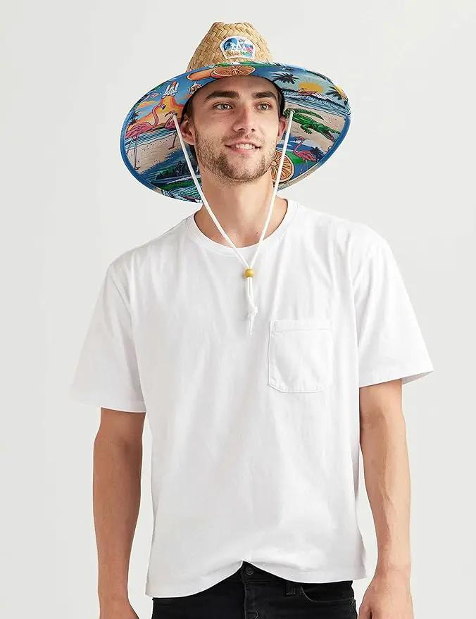 Straw Hat for Men & Women | Lifeguard Hat, Beach Hat & Sun Hat | UPF 50+ Wide Brim for Sun Protection | One Size | Hemlock by GreenHaven Gardens