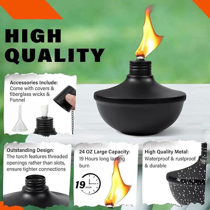 2-Pack Upgraded Tabletop Torches, 24 oz Citronella Torch Lights, Refillable Torch with Wicks, Covers, and Funnel Included - Ideal for Garden, Patio, Deck, Yard, Party, Landscape by GreenHaven Gardens
