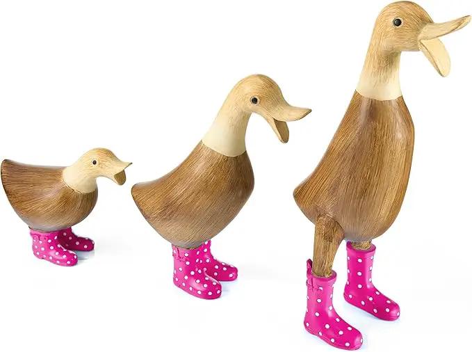 GUTE Duck Yard Decorations Yard Art Garden Puddle Ducks with Pink Spotted Wellies Boots, Valentine's Day Yard Statues, Duck Figurine Statue - Waterproof Indoor & Outdoor Lawn Ornament by GreenHaven Gardens