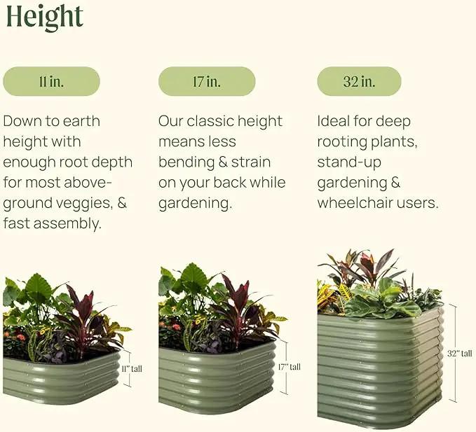 Vego garden 17" Tall 42" Round Raised Garden Bed Metal Raised Bed Planter Box for Vegetables Flowers Patio, Pearl White by GreenHaven Gardens