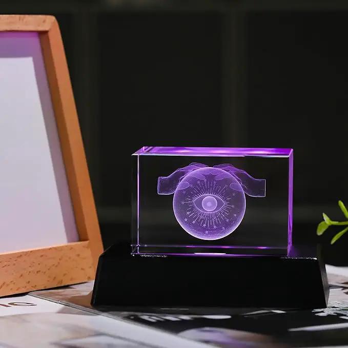 Qianwei 3D Crystal Evil Eye Decor - Evil Eye Light Halloween Witch Figurines Occult Medieval Goth Satanic Home Desk Decor Witchy Gifts Horror Lilith Statue by GreenHaven Gardens