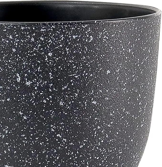 Plant Pots 10/9/8 inch, Set of 3 Modern Decorative Plastic Planters with Drainage Holes and Saucers for Garden House Plants, Flower Pots for Indoor Outdoor Plants, Speckled Black by GreenHaven Gardens
