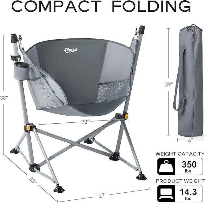 Portal Large Hammock Camping Chair Folding Rocking Chairs Portable Swinging Chair Wide Seat for Outdoor Lawn Patio Garden,Support 350 lbs, Grey by GreenHaven Gardens