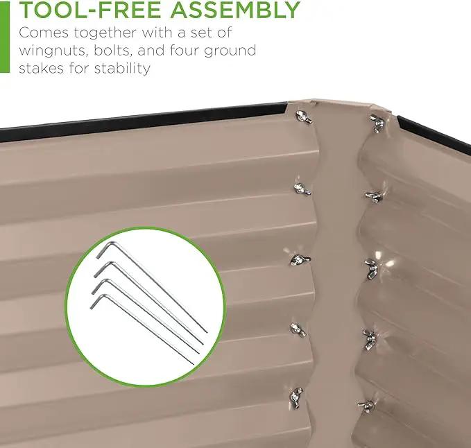 Best Choice Products 8x4x2ft Outdoor Metal Raised Garden Bed, Deep Root Planter Box for Vegetables, Flowers, Herbs, and Succulents w/ 478 Gallon Capacity - Taupe by GreenHaven Gardens