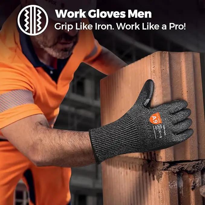 Donfri A9 Cut Resistant Work Gloves for Men - Steel + HPPE Hybrid Safety Gloves for Men, ANSI Cut Level 9 Protection Flexible for Metal Glass Wood Construction Fishing by GreenHaven Gardens