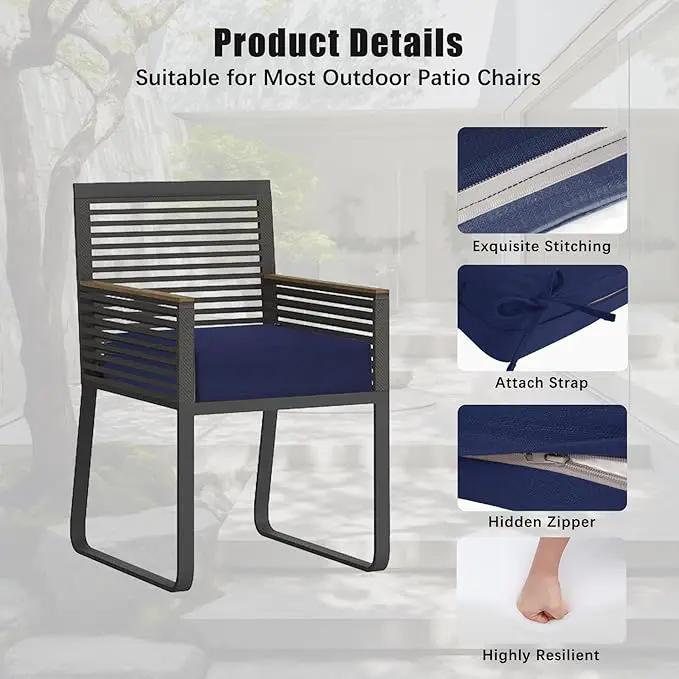 Favoyard Outdoor Chair Cushion 19 x 19 x 3 Inch Rainproof & 3-Year Fade Resistant Patio Furniture Cushions with Removable Cover and Adjustable Ties for Garden Sofa Couch Pads Set of 2, Blue by GreenHaven Gardens
