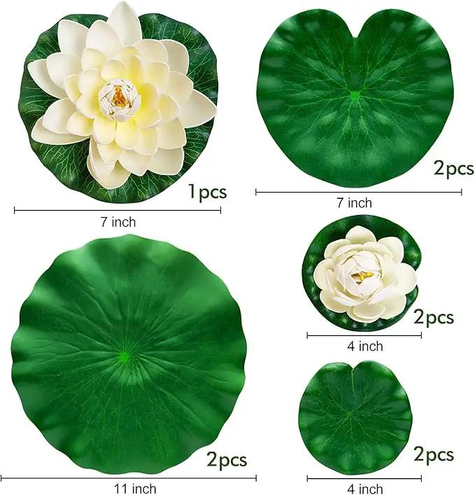 Lily Pad for Ponds, 9 PCS Artificial Lotus, Realistic Water Floating Foam Lotuses Fake Lily Pad for Home Garden Patio Pond by GreenHaven Gardens