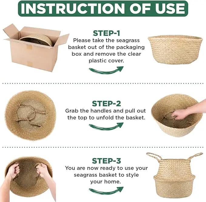 Basket Planter – Seagrass Plant Pot for Artificial Olive Tree, Decorative 6-7 Inch Indoor Wicker Pot with Handles (Original, Small) by GreenHaven Gardens