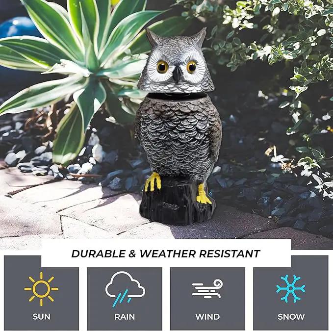 Galashield Owl Decoy to Scare Birds Away Scarecrow Fake Owl with Rotating Head 15" Tall by GreenHaven Gardens