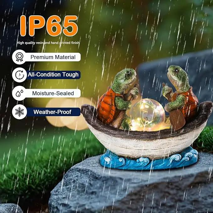 Solar Turtles Boating Garden Statue with Ball Light 5.5" Resin Turtle Figurines Outdoor Statues for Garden Patio Porch Yard Lawn Women Kids Men by GreenHaven Gardens