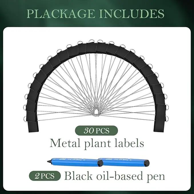 50 Pack Metal Plant Labels for Outdoor Garden Waterproof Plant Markers, Labels Garden Markers for Seedlings Herbs Vegetable Greenhouse Gifts, with Pen - Black by GreenHaven Gardens