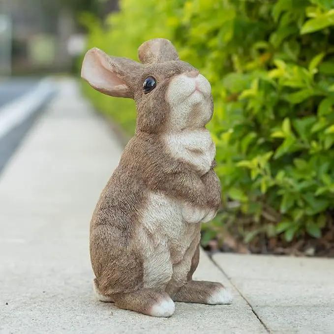 Bunny Statue Garden Statues Rabbit Figurines Decor Outdoor Polyresin Easter Decorations Bunnies Gifts Home House Kitchen Figurine Patio Lawn Yard Art Housewarming Funny Decoration 9.5inch by GreenHaven Gardens