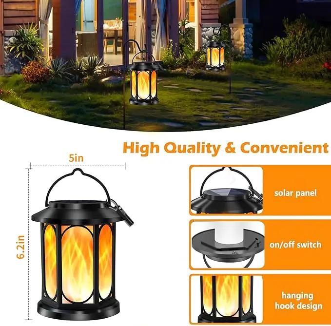 Solar Outdoor Lanterns Light Flickering Flame, Waterproof Outdoor Lanterns for Halloween Patio Garden Yard Deck Pathway, 4 Pack by GreenHaven Gardens