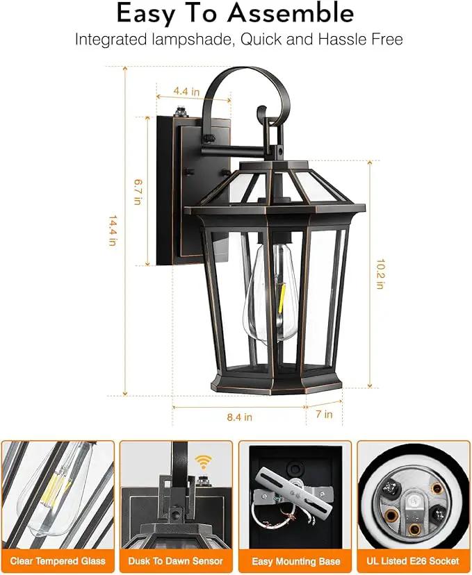VIANIS Dusk to Dawn Outdoor Wall Lighting, Black Waterproof Exterior Lighting Fixtures for House, 100% Anti-Rust Aluminum Modern Outside Coach Light Fixture Wall Mount for Porch, Garage, Front Door by GreenHaven Gardens