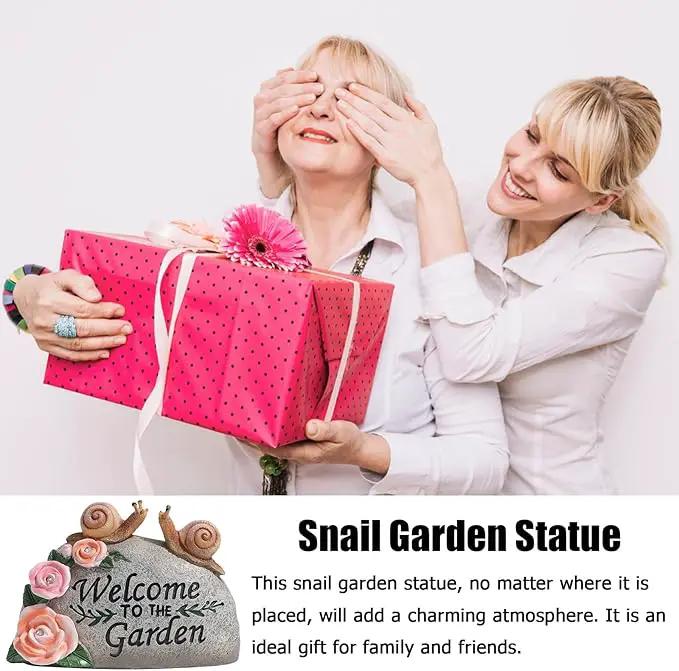 Snail Garden Statue Outdoor Decor Art Solar LED Light Welcome Sign Sculpture Auspicious Snail Resin Figurine Yard Porch Patio Lawn Decorations Housewarming Gifts for Mom Grandma Women by GreenHaven Gardens