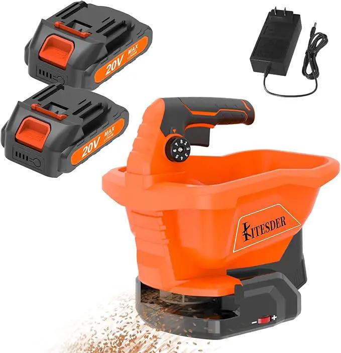 Battery Powered Seed Spreader, Fertilizer Spreader, Lightweight, Spreaders for Lawns, Broadcast Spreader, 8 Seed Settings & 6 Speed Levels, Spreader for Grass Seed, Fertilizer & Ice Melt by GreenHaven Gardens