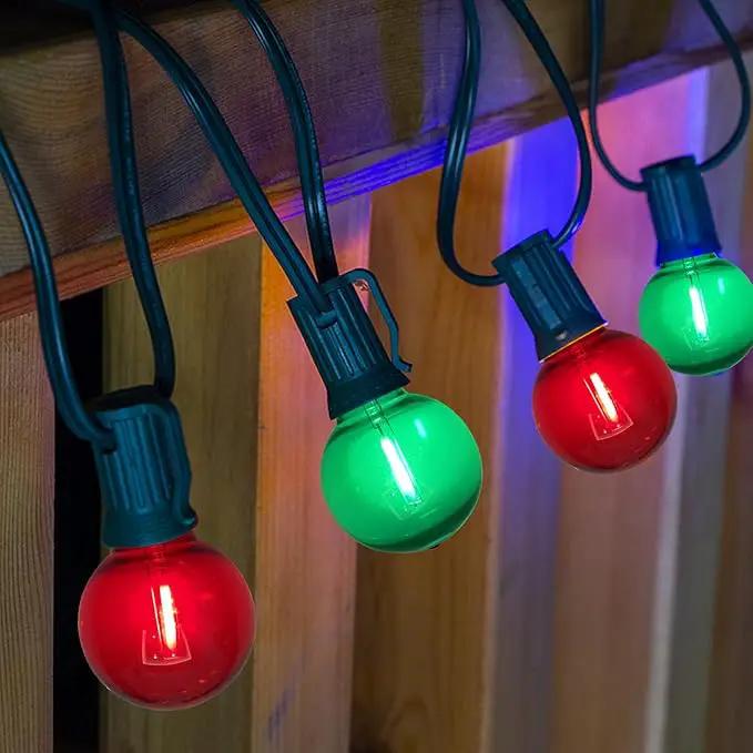GOOTHY 50Ft Outdoor Red/Green Christmas Lights, G40 Globe Patio String Lights with 25 Ceramic Colorful Bulbs(2 Spare), Outside Christmas Lights for Holiday Party Backyard Christmas by GreenHaven Gardens