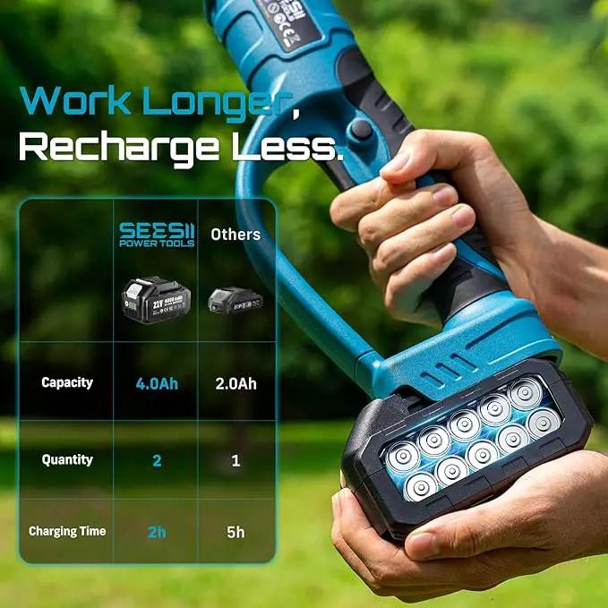 Seesii 2-in-1 Cordless Electric Pruning Shears with Pole, 15Ft Reach, 1.2" Cutting Diameter, 21V 2x 4000mAh Batteries, Battery Powered Tree Pruner with Brushless Motor for Efficient Branch Trimming by GreenHaven Gardens