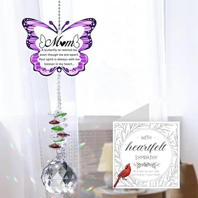 Memorial Gifts for Loss of Mom,Loss of Mother Sympathy Gifts,Sympathy Gift Idea Crystal Ball Suncatcher,Hanging Crystals Ornament for Window,Rainbow Maker by GreenHaven Gardens
