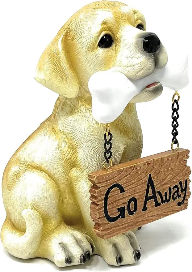 Nature's Mark Labrador Retriever Dog Puppy Statue with Welcome Sign Resin Garden Statue Decor 6.7" H by GreenHaven Gardens