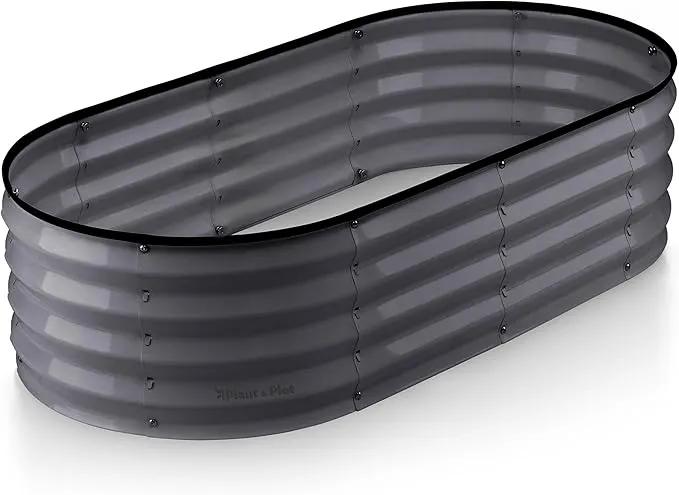 Galvanized Raised Garden Beds Outdoor // 4×2×1 ft Planter Raised Beds for Gardening, Vegetables, Flowers // Large Metal Garden Box (Gray) // Patent Pending Tool-Free Assembly by GreenHaven Gardens