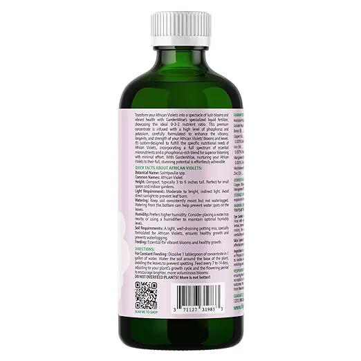 0-3-2 African Violet Fertilizer for Indoor Plants: Concentrated Plant Food – Plant Fertilizer, Bloom Booster for All Violets, Indoor Flowering Plants, Vigorous Growth and Blooming (8 OZ) by GreenHaven Gardens