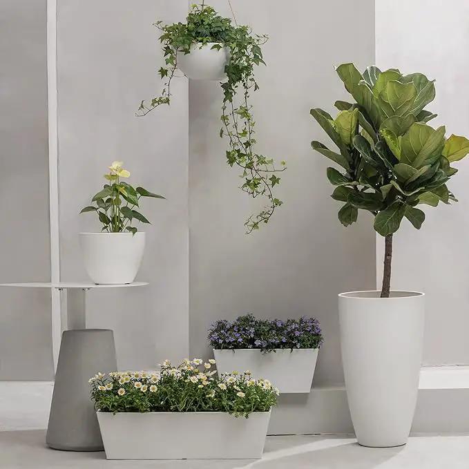 LA Jolie Muse Hanging Planter - 10 Inch Hanging Planters for Indoor Plants, Hanging Pots for Plants Indoor Outdoor, Set of 2, White by GreenHaven Gardens