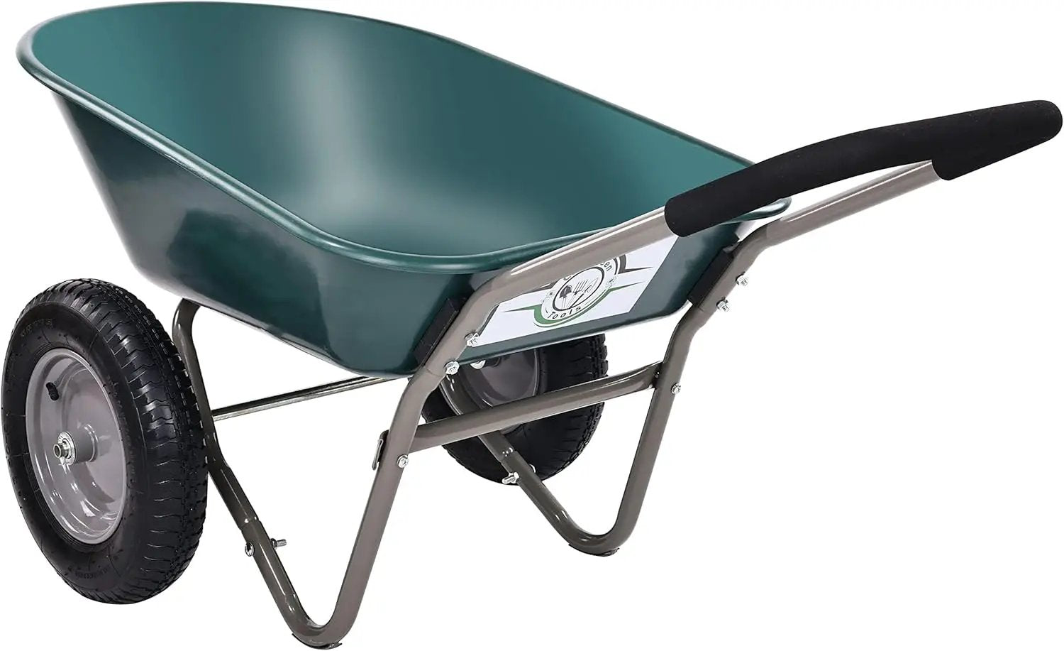 Wheelbarrow Garden Cart, Heavy Duty Home Utility, Dual-Wheel Home Garden Yard Utility Wheelbarrow Cart with Built-in Stand, Green by GreenHaven Gardens