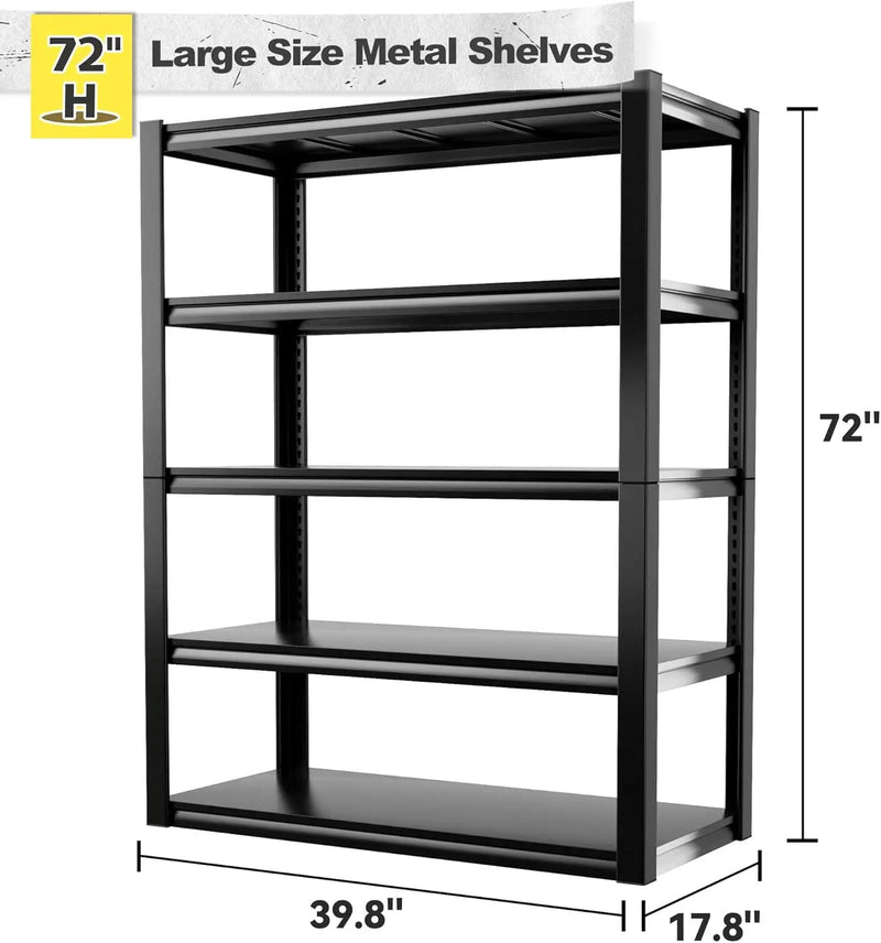 REIBII Garage Shelving Heavy Duty Storage Shelves, Extra Large Adjustable Storage Rack with 5 Tier Metal Shelving Unit, 2500LBS Loads Heavy Duty Shelf, Easy Assembly, 4 Pack by GreenHaven Gardens