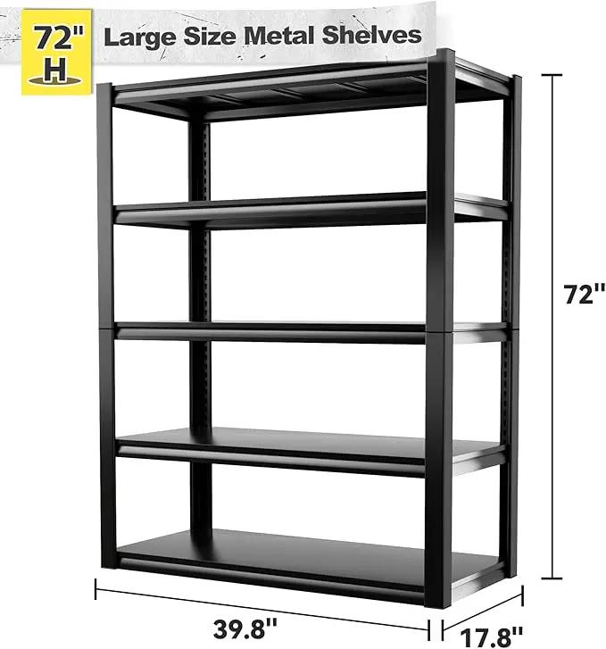 REIBII Garage Shelving Heavy Duty Garage Storage Shelves, Extra Large Adjustable Storage Rack with 5 Tier Metal Shelving Unit, 2500LBS Loads Heavy Duty Shelf, Easy Assembly, 2 Pack by GreenHaven Gardens