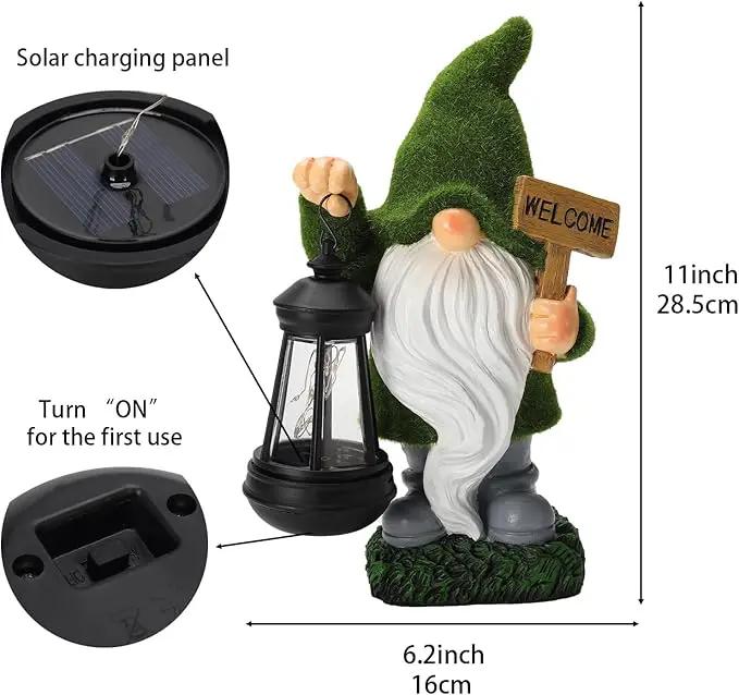 Garden Gnome Statue Solar Light Outdoor Decorations Figurine Welcome Sign with Lantern Sculpture Garden Decor Lawn Patio Yard Porch Outside Housewarming Gifts for Women Mom Grandma by GreenHaven Gardens