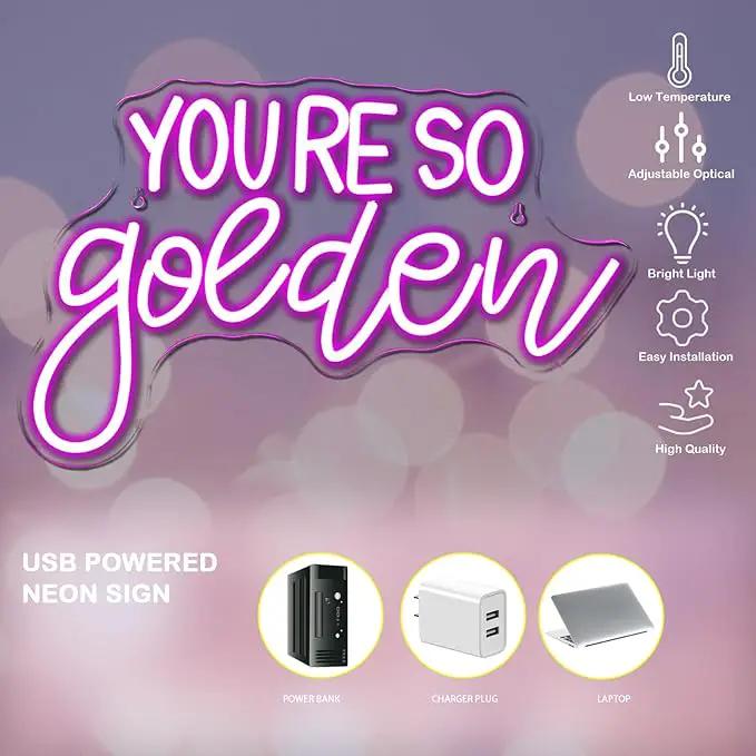 You're So Golden Neon Sign Wall Decor, Neon Signs Dimmable Letter Neon Sign Light Up Signs for Room,Bar,Bedroom,Party, Birthday Party Bar Pub Club Decoration Gifts by GreenHaven Gardens