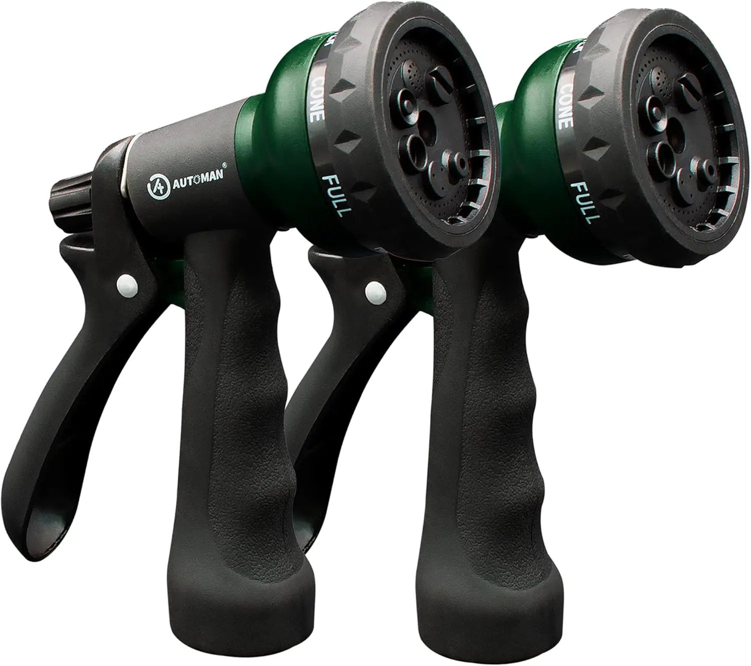 AUTOMAN Garden Hose Nozzle 2PK, ABS Water Spray Nozzle with 7 Adjustable Patterns, Slip Resistant for Watering Plants, Lawn, Garden, Washing Cars, Cleaning, Showering Pets & Outdoor Fun by GreenHaven Gardens
