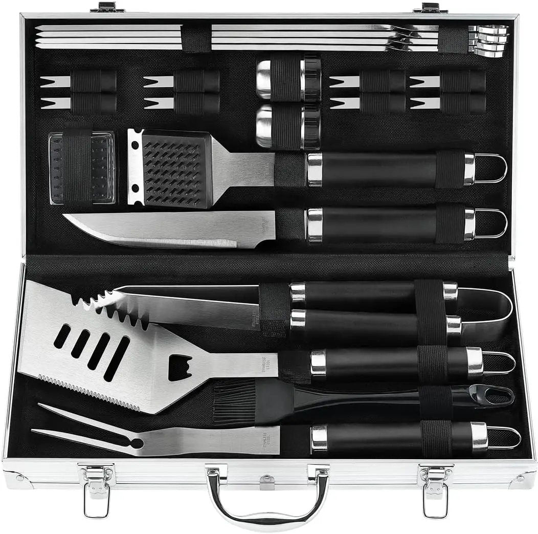 POLIGO 22PCS Heavy Duty BBQ Grill Accessories Set, Non-Slip Grill Tools for Outdoor Grill Set Thicker Stainless Steel Grill Utensils Set, Deluxe Grilling Tools Set in Aluminum Case Ideal Gifts for Men by GreenHaven Gardens