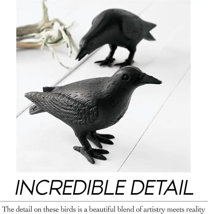 NACH Cast Iron Crow Statue, Head Down Raven, Large Garden Statues, Crow Garden Sculpture, Bird Figurines Home Decor, Crow Decor, Raven Decor, Black Bird Statue, 10 x 3.5 x 6 inches, JS-90-7117 by GreenHaven Gardens