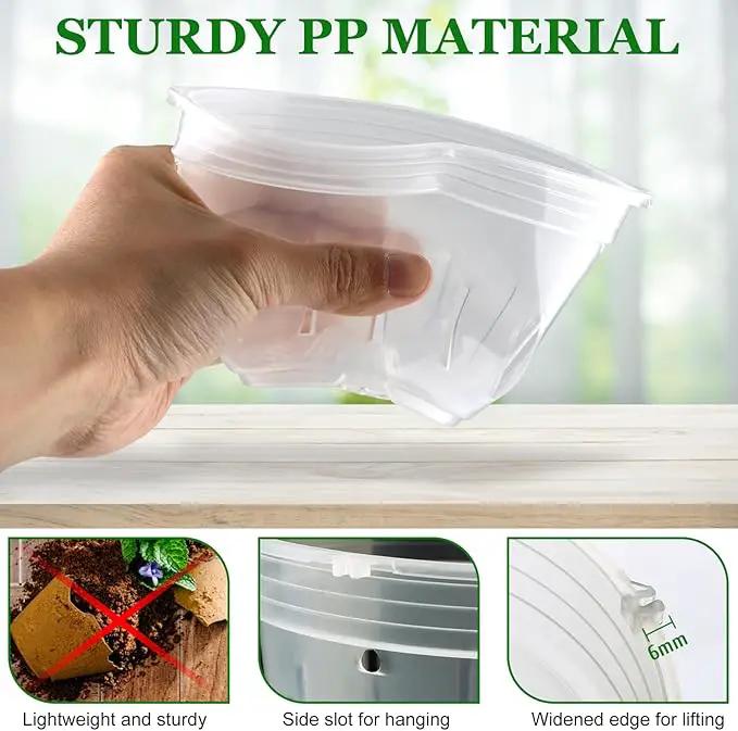 REMIAWY Orchid Pot, 12 Orchid Pots with Holes and 9 Saucers, 3 Each of 4.1, 4.8, 5.7 and 6.4 Inch Clear Flower Planter for Repotting, Plastic Breathable Plant Nursery Planters with Drainage by GreenHaven Gardens
