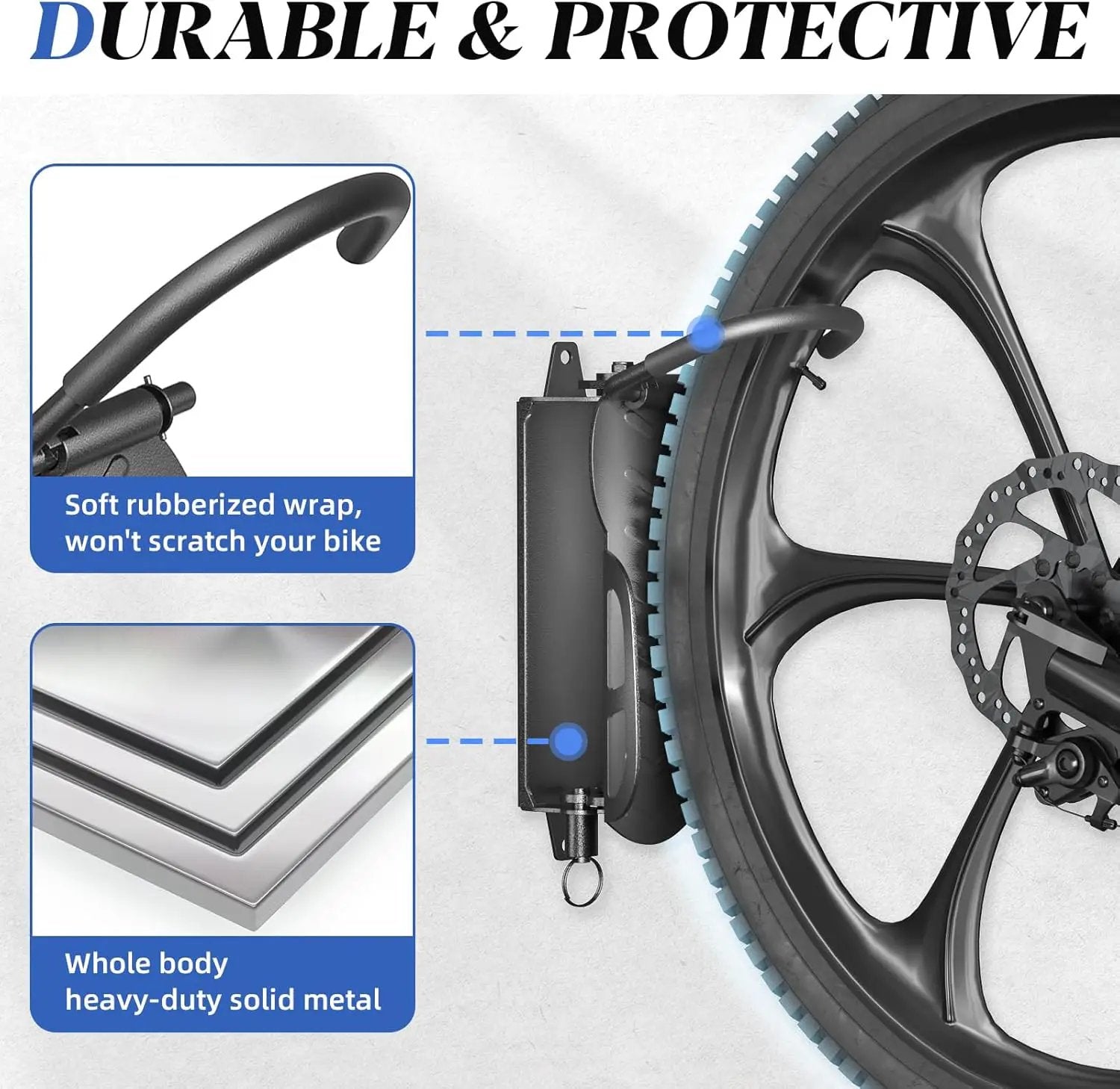 Goovilla Swivel Bike Wall Mount 1 Pack, Space Saving Bike Hangers for Garage with Screw and Easy Installation, Metal Vertical Bike Rack Wall Mount Holds up to 66.2lbs with No-scratch Protection, Black by GreenHaven Gardens