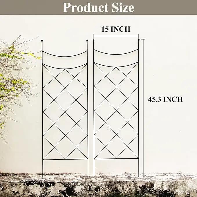 45.3" H x 15" W Metal Garden Trellis for Climbing Plants, Black Iron Trellis for Vines Plant Rose Vegetable Support,Large Decorative Outdoor Trellis，2 Pack by GreenHaven Gardens