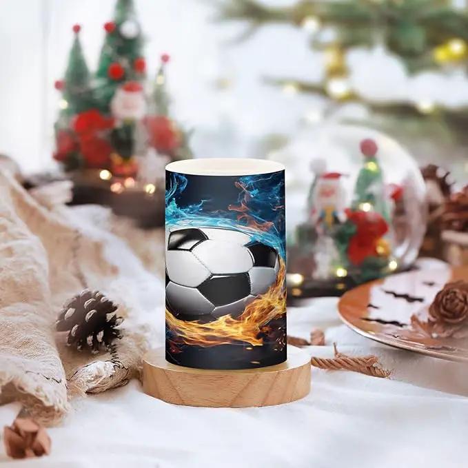 Flickering Flameless Candles, Soccer Ball LED Candles with Remote Timer, Set of 2 Battery Operated Candle for Valentine Wedding Birthday by GreenHaven Gardens