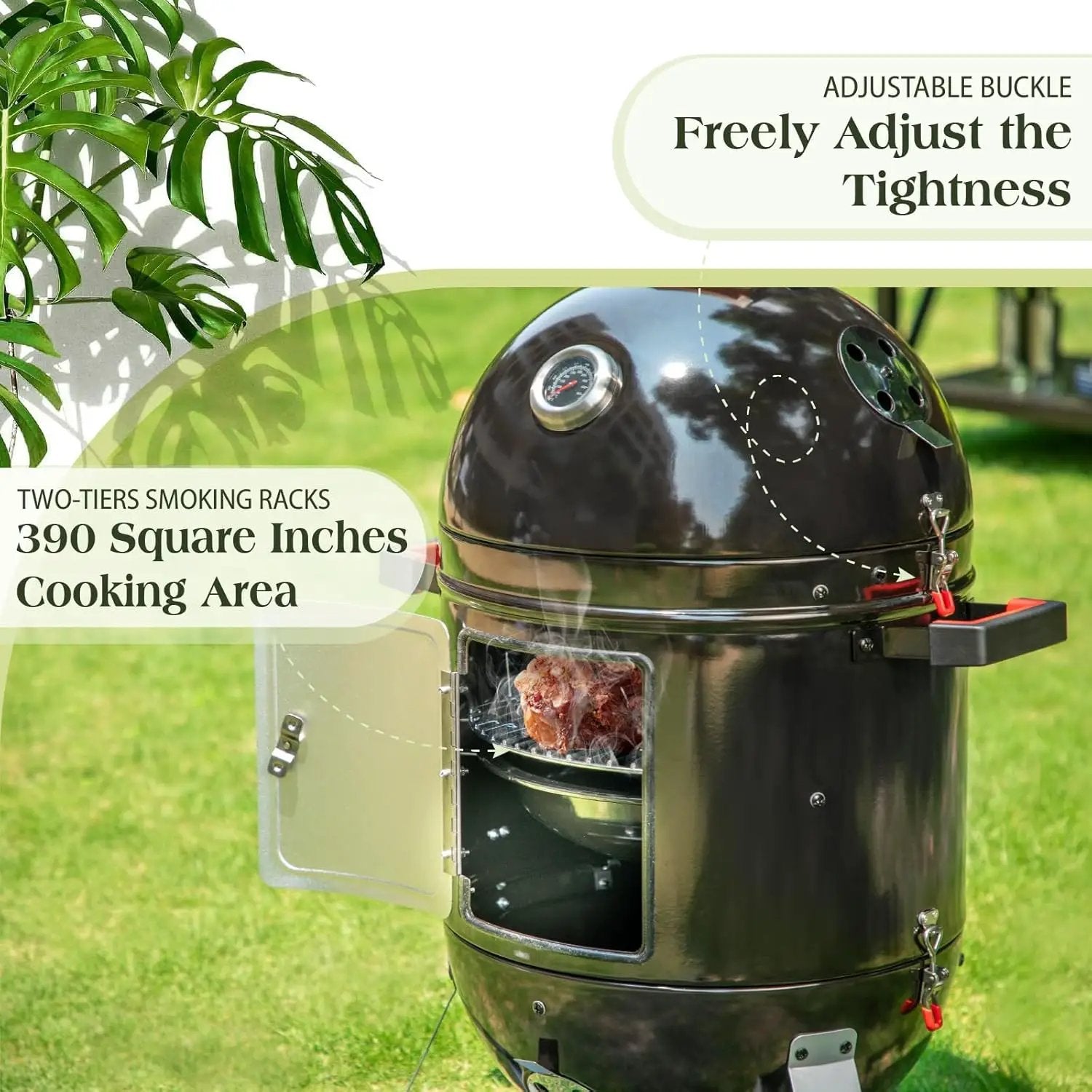 Sophia & William 18-Inch Vertical Charcoal Smokers BBQ Grills with Porcelain-Enameled Smoking Chamber & 2-Layer Smoking Shelves, Outdoor Smokers & Tabletop Grill Combo for Barbecue Camping(Black) by GreenHaven Gardens