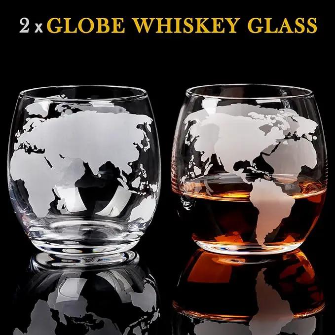 Gifts for Men Dad Fathers Day, PONPUR Whiskey Decanter Globe Set with 2 Ball Stones & 2 Glasses, Anniversary Birthday Gifts for Him Husband Boyfriend Brother, Cool Stuff Gift for Bourbon Scotch by GreenHaven Gardens