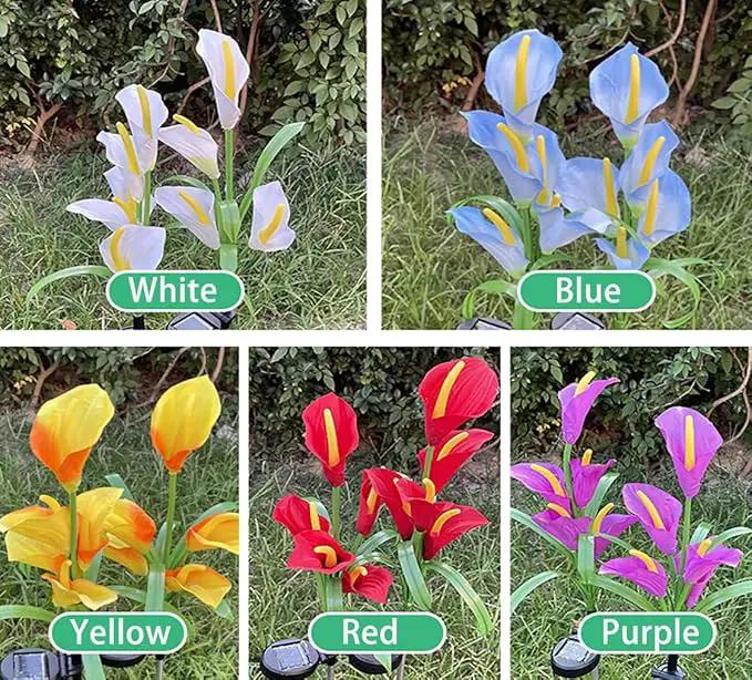 Veesee Solar Garden Lights - Outdoor Stake Lights with Calla Lily Design, Decorative for Lawn, Yard, Patio & Landscape (White, 2Pack) by GreenHaven Gardens