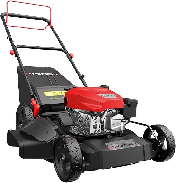 21" Gas Lawn Mower, Self-propelled Lawn Mower 3-in-1, 170cc OHV Engine with Forced Air Cooling, 6 Cutting Heights, 1.4-Bushel Grass Catcher by GreenHaven Gardens