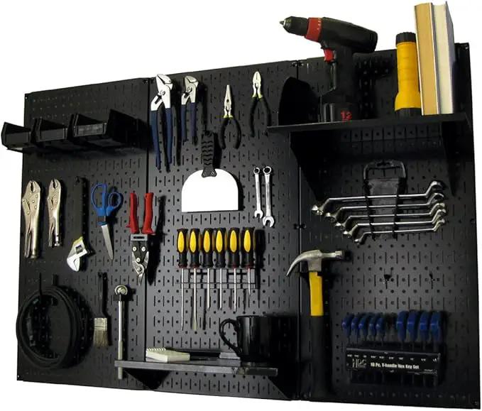 Wall Control Pegboard Organizer 4 ft. Metal Pegboard Standard Tool Storage Kit with Black Toolboard and Black Accessories by GreenHaven Gardens