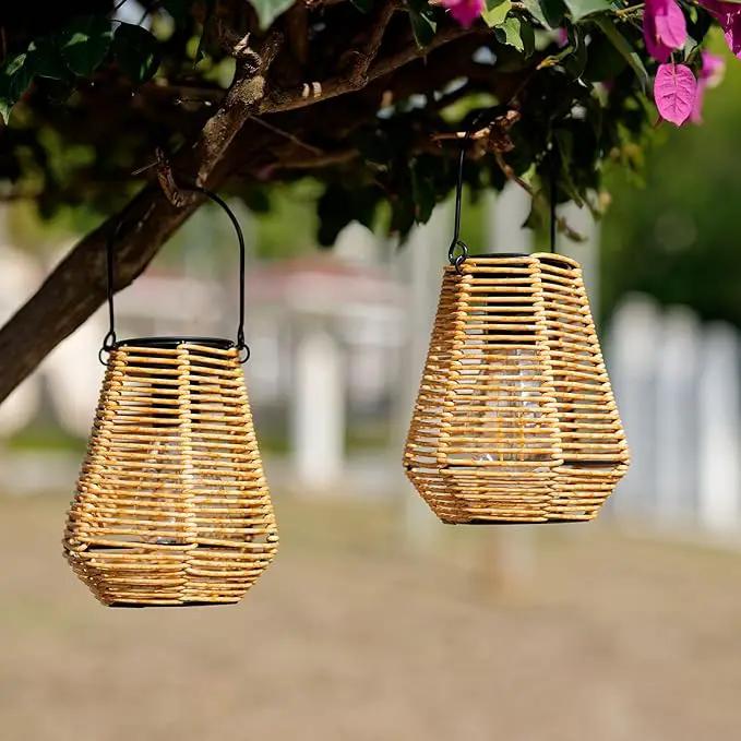Solar Lanterns Outdoor Waterproof,Solar Lights for Outside Hanging Lights Outdoor Rattan Lantern Decoration for Garden, 2 Pack by GreenHaven Gardens