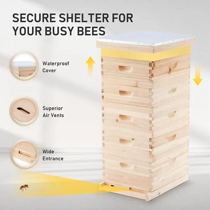 CREWORKS 5 Layer Bee Hive, Beehive for Honey, Bee Box Beekeeping Supplies, Hive Kit for Starter Beekeeper (No Frames) by GreenHaven Gardens
