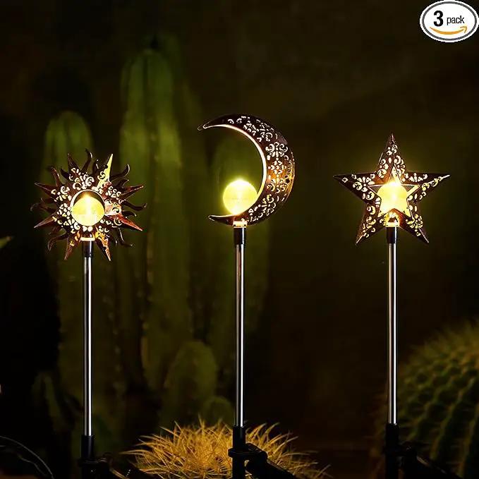 Tryme Solar Lights Outdoor Garden Decorations Sun Moon Star Stake Light Decorative Waterproof Warm White LED Yard Decor for Pathway Lawn Patio Courtyard Backyard by GreenHaven Gardens