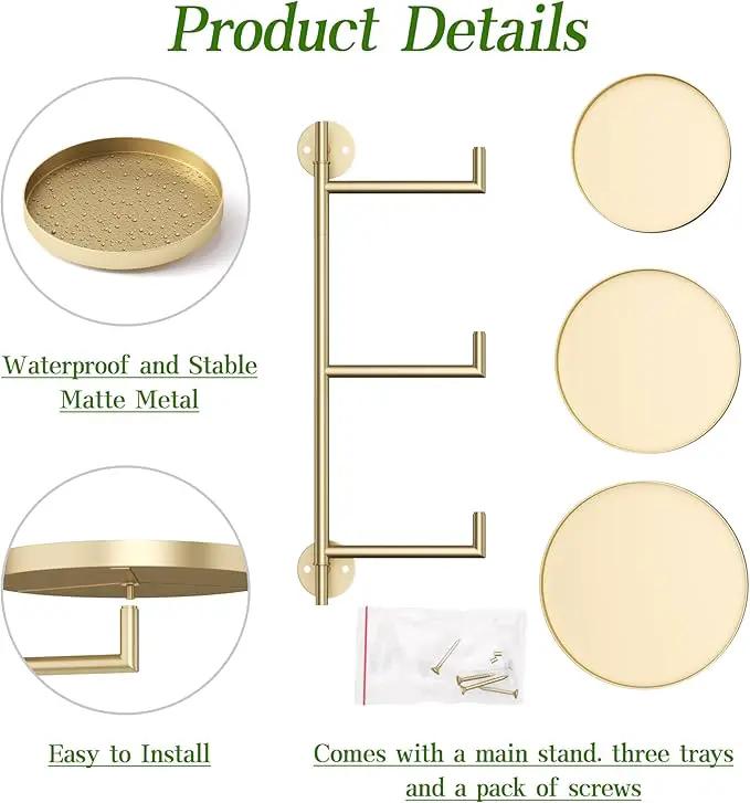 3-Tier Rotating Metal Window Plant Shelves Hanger, Wall-Mounted Gold Holder, Floating Shelf for Indoor Pots up to 6", Home Décor Gift for Plant Lovers by GreenHaven Gardens